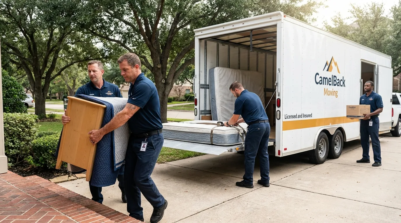 Crew loading residential truck for cross-state move from Myersville, MD