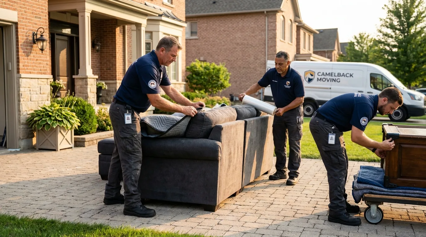 Large estate moving crew wrapping furniture in Myersville, MD